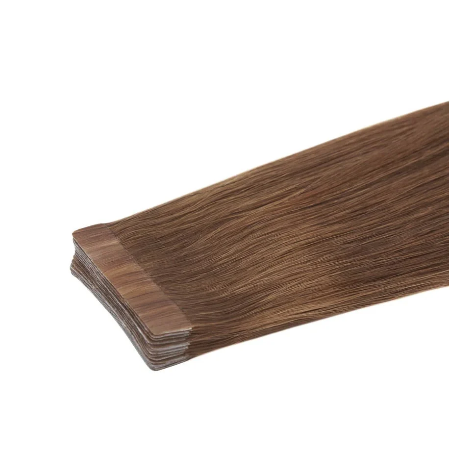 Remy Royale Double Drawn Tape Hair Extensions - Light Brown (#6) - Image 2