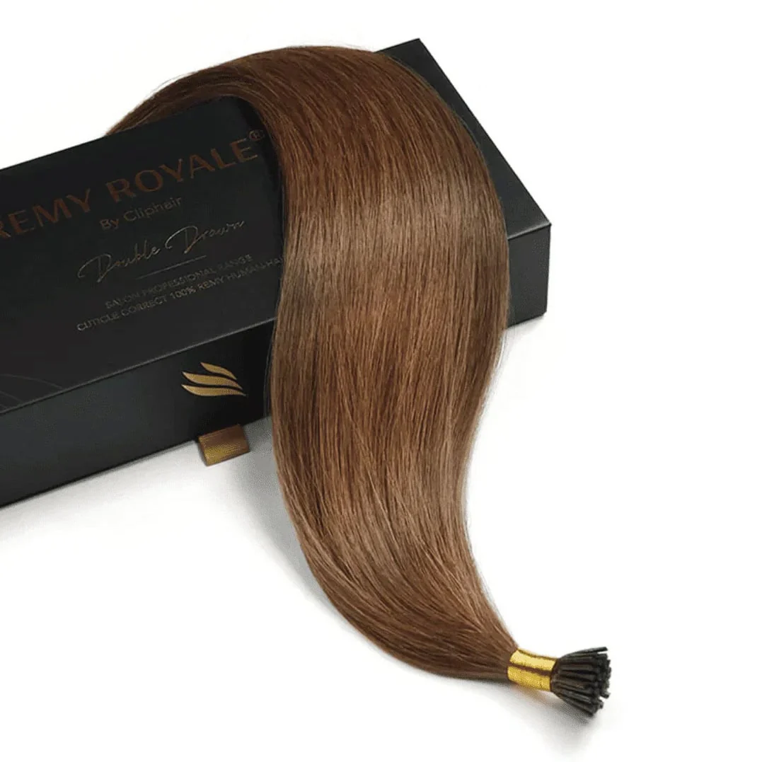 Remy Royale I-Tips - Light/Chestnut Brown Hair Extensions (#6) - Image 3
