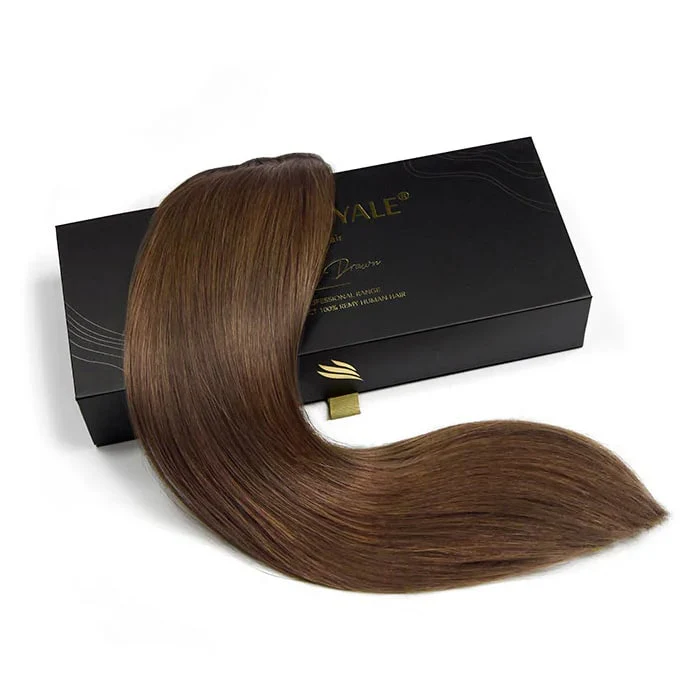 Remy Royale Double Drawn  Human Hair Weft Weave  Extensions - Light/Chestnut Brown (#6) - Image 3