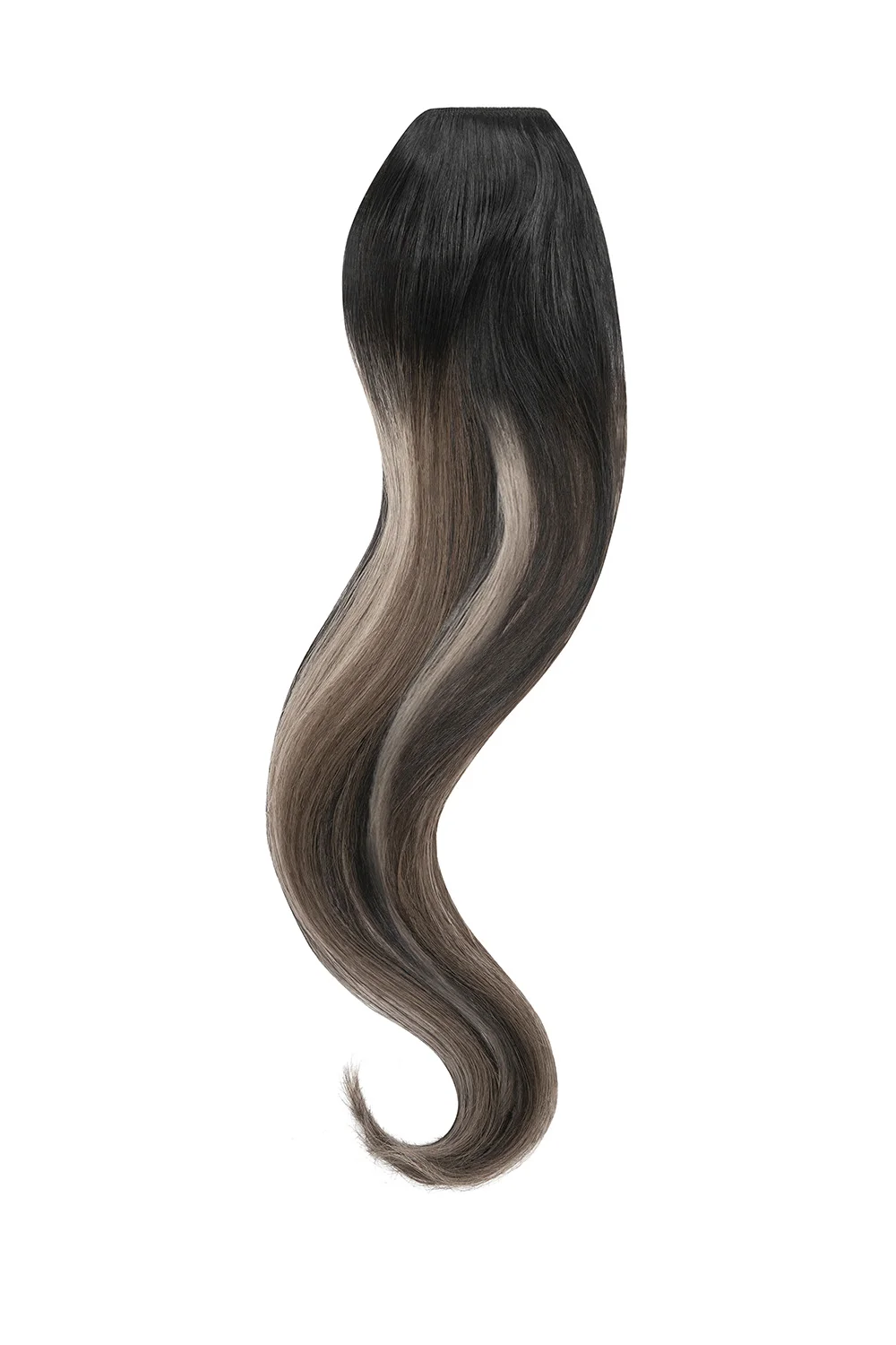 One Piece Top-up Remy Clip in Human Hair Extensions - Silver Shadow Balayage