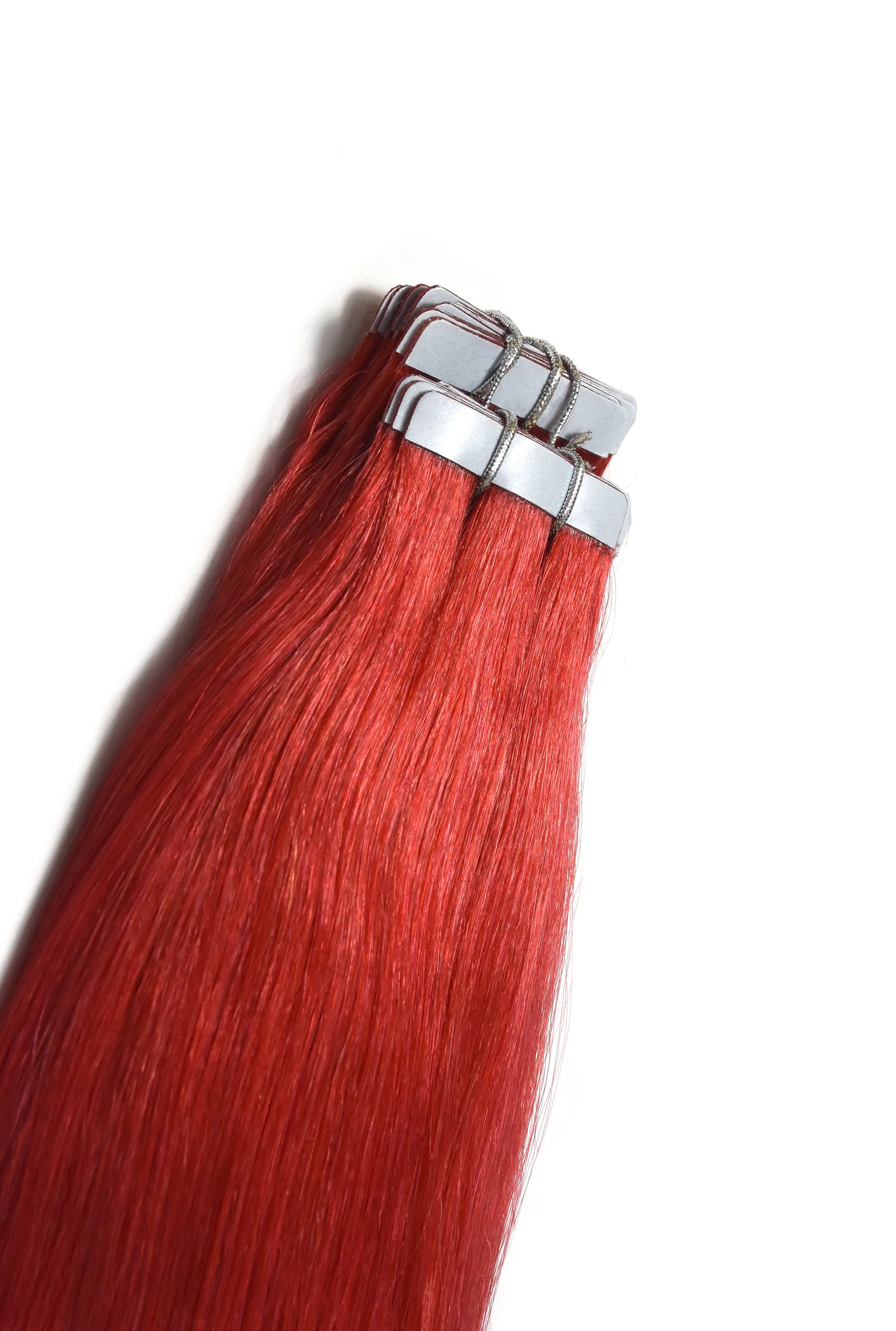 Tape in Remy Human Hair Extensions - Bright Red - Image 2